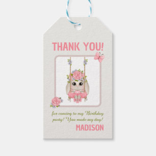 bunny girl cute ballerina birthday pink floral gift tags
