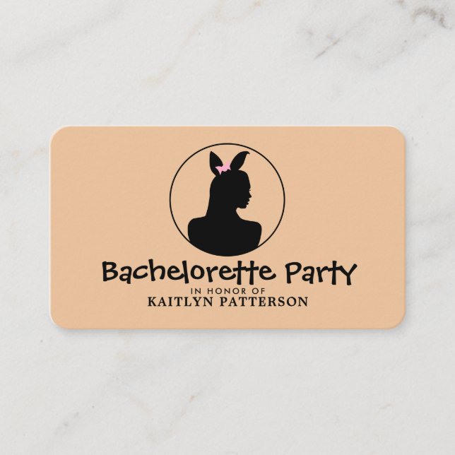 Bunny Girl, Elegant Bachelorette Party Ticket Enclosure Card (Front)