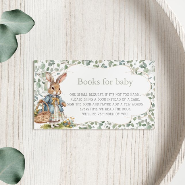 Bunny Girl Greenery Baby Shower Book Request Enclosure Card (Creator Uploaded)