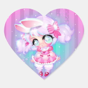 Bunny Girl Heart Sticker