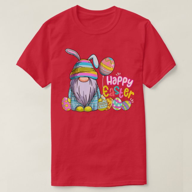 Bunny Gnome Easter Eggs Hunting Happy Gnome Lover  T-Shirt (Design Front)