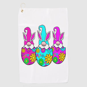 Bunny Gnome Hug Easter Eggs Hunting Happy Easter D Golf Towel
