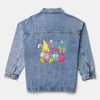 Bunny Gnome Rabbit Eggs Hunting Happy Easter Day 8 Denim Jacket