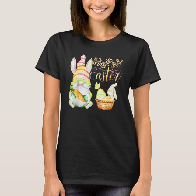 Bunny Gnome Rabbit Eggs Hunting Happy Easter Day C T-Shirt (Front)