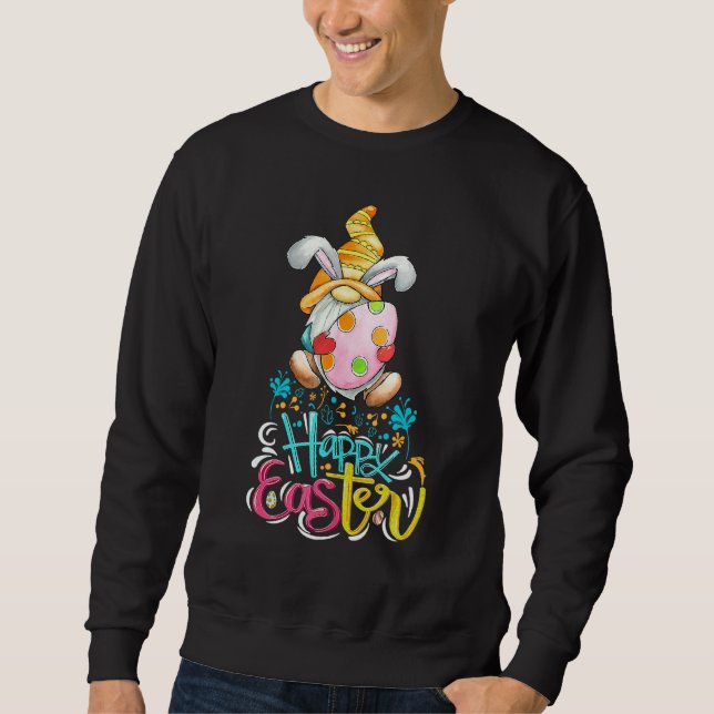 Bunny Gnome Rabbit Eggs Hunting Happy Easter Day F Sweatshirt (Front)