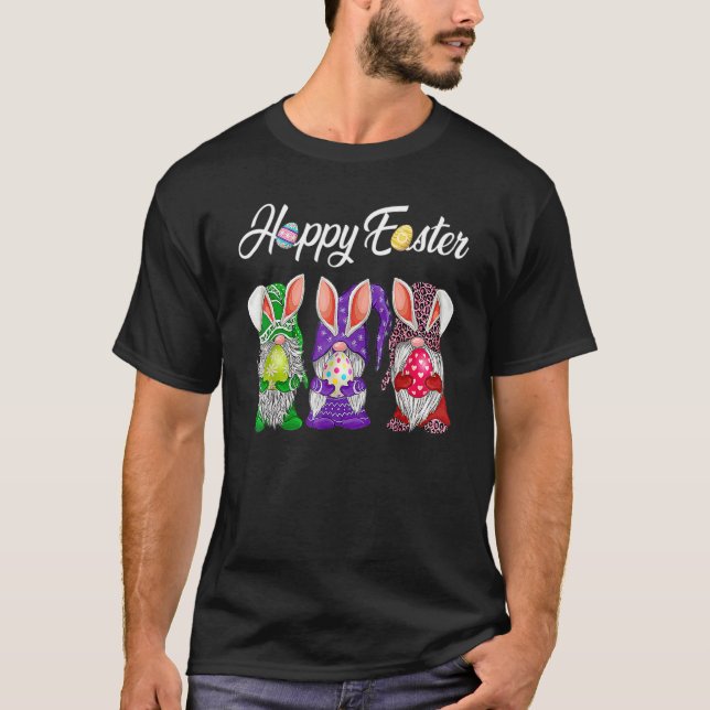 Bunny Gnome Rabbit Eggs Hunting Happy Easter Day F T-Shirt (Front)