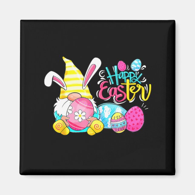 Bunny Gnome Rabbit Eggs Hunting Happy Easter Day  Magnet (Front)