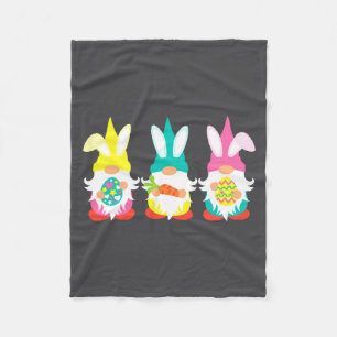 Bunny Gnome Trio Easter Eggs Illustration Fleece Blanket