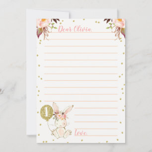 Bunny Gold balloon Themed Time Capsule Card