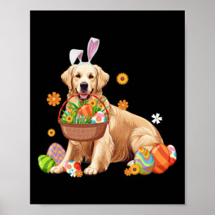 Bunny Golden Retriever Dog Easter Eggs Sket Boys G Poster