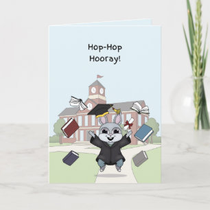 Bunny Graduation Card for Kids   “Hop-Hop Hooray"