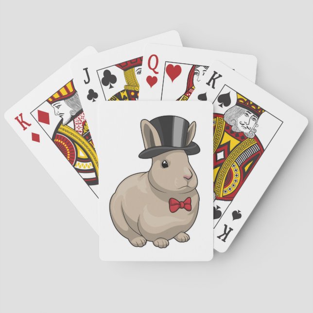Bunny Groom Cylinder Wedding Playing Cards (Back)