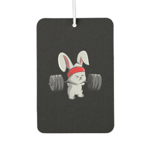Bunny Gym Rabbit Ness Weightlifting Funny Art Car Air Freshener