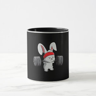 Bunny Gym Rabbit Ness Weightlifting Funny Art Mug
