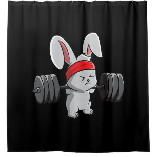 Bunny Gym Rabbit Ness Weightlifting Funny Art Shower Curtain
