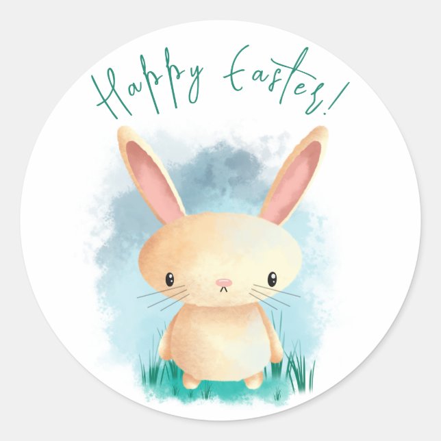 Bunny - Happy Easter  Classic Round Sticker (Front)