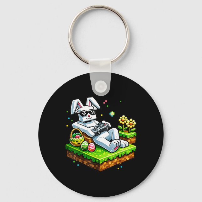 Bunny Happy Easter Day Egg Video Game Gift Men Boy Key Ring (Front)