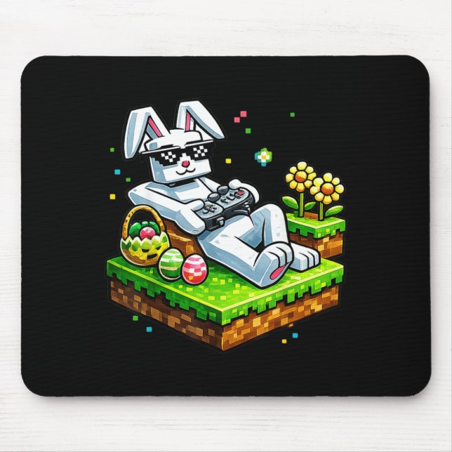 Bunny Happy Easter Day Egg Video Game Gift Men Boy Mouse Mat (Front)