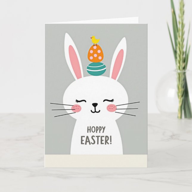 Bunny Happy Easter Greeting Card (Front)