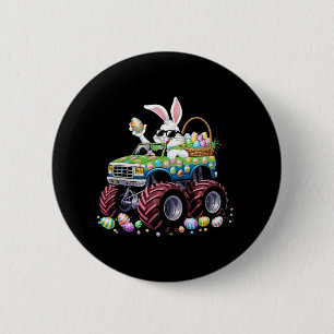 Bunny Happy Easter Monster Truck Lovers Kids Boys  6 Cm Round Badge