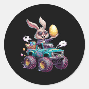 Bunny Happy Easter Monster Truck Lovers Kids  Classic Round Sticker