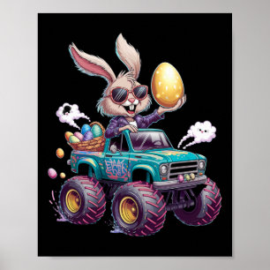 Bunny Happy Easter Monster Truck Lovers Kids Poster