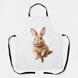 Bunny Happy Playful Fun Jumping In The Air Rabbit Apron