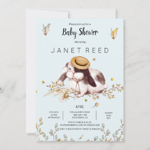 Bunny Hat Rustic Country Baby Shower Invitation