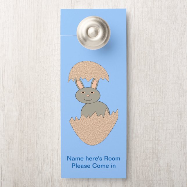 Bunny Hatching from Egg Weird Custom Door Hanger (On Knob)