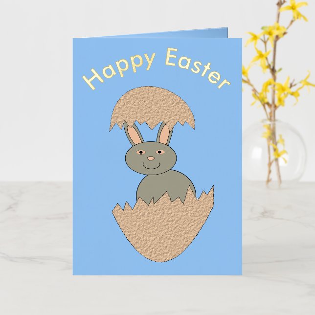 Bunny Hatching from Egg Weird Custom Foil Greeting Card (Yellow Flower)