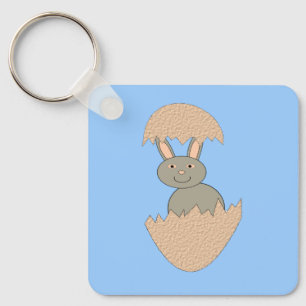 Bunny Hatching from Egg Weird Custom Key Ring
