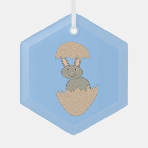 Bunny Hatching from Egg Weird Glass Tree Decoration