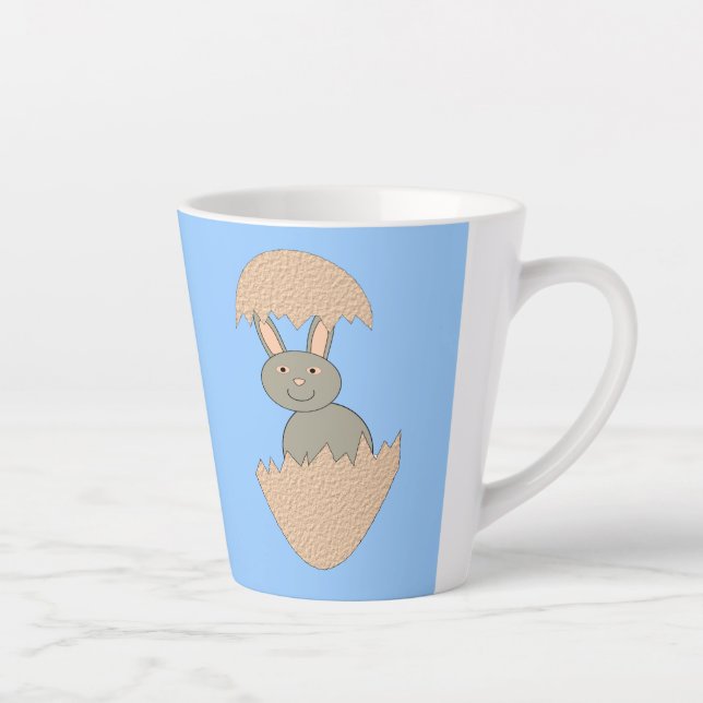 Bunny Hatching from Egg Weird Latte Mug (Right)