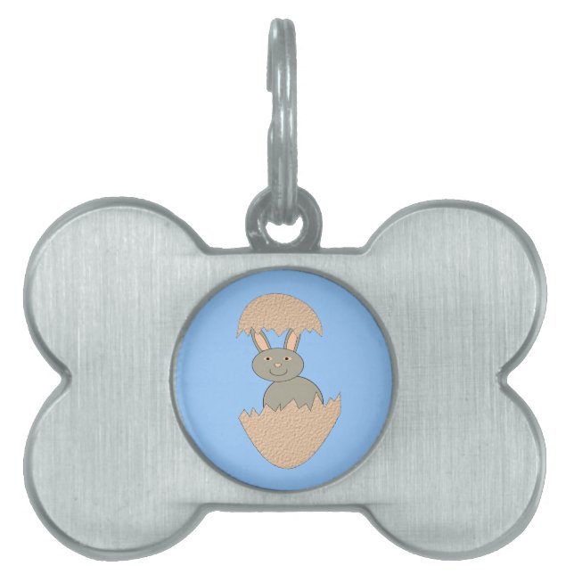 Bunny Hatching from Egg Weird Pet Tag (Front)