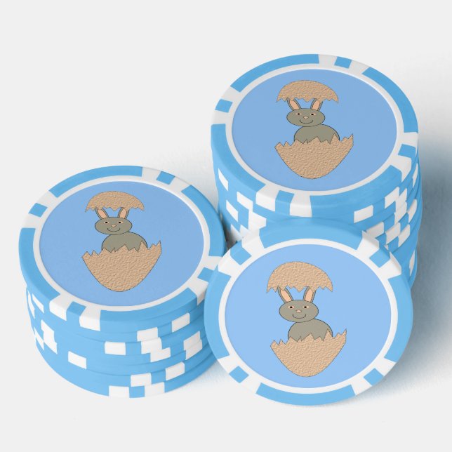 Bunny Hatching from Egg Weird Poker Chips (Stack)