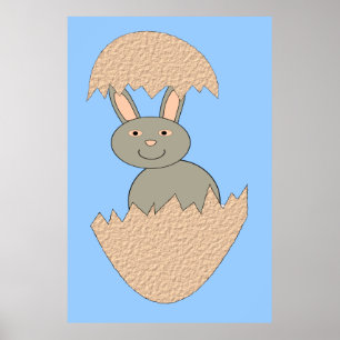 Bunny Hatching from Egg Weird Poster