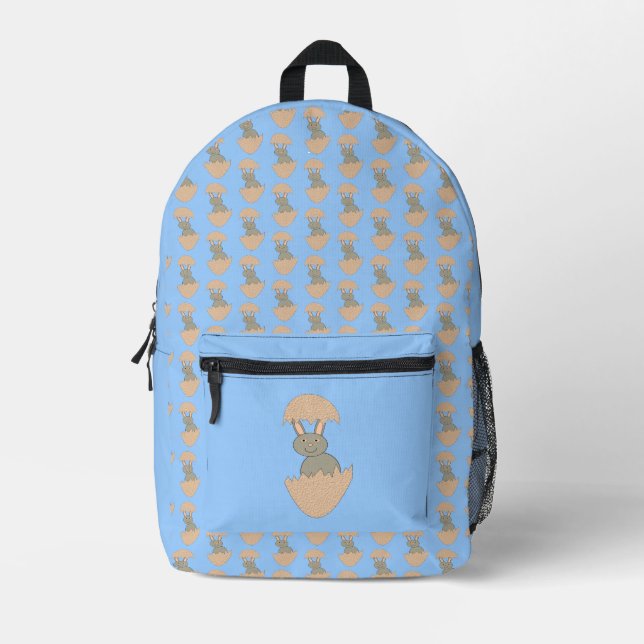 Bunny Hatching from Egg Weird Printed Backpack (Front)