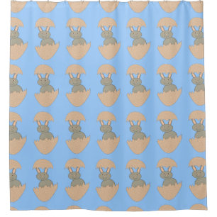 Bunny Hatching from Egg Weird Shower Curtain