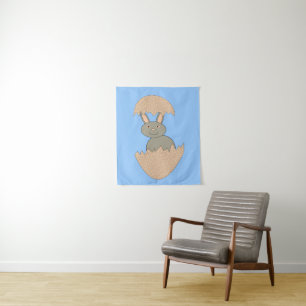 Bunny Hatching from Egg Weird Tapestry