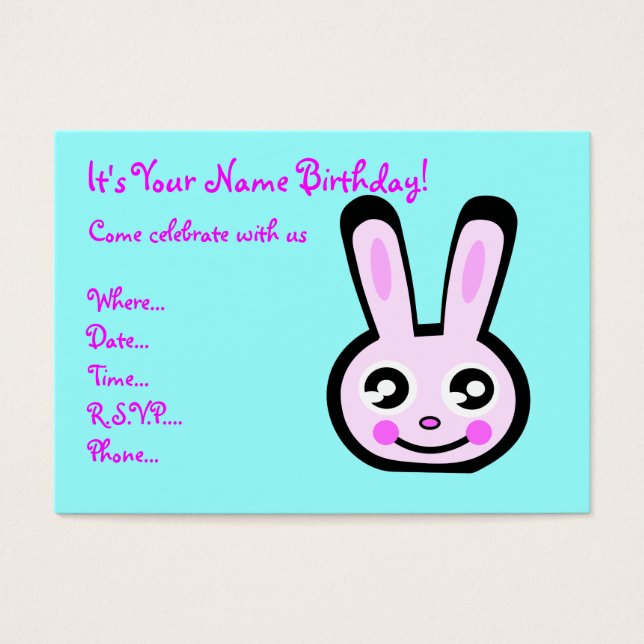 bunny head birthday invitation (Front)