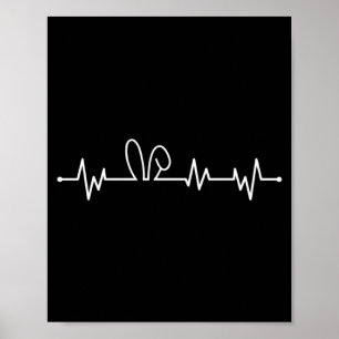 Bunny Hears Frequency Heartrate Easter Day Bunny Poster