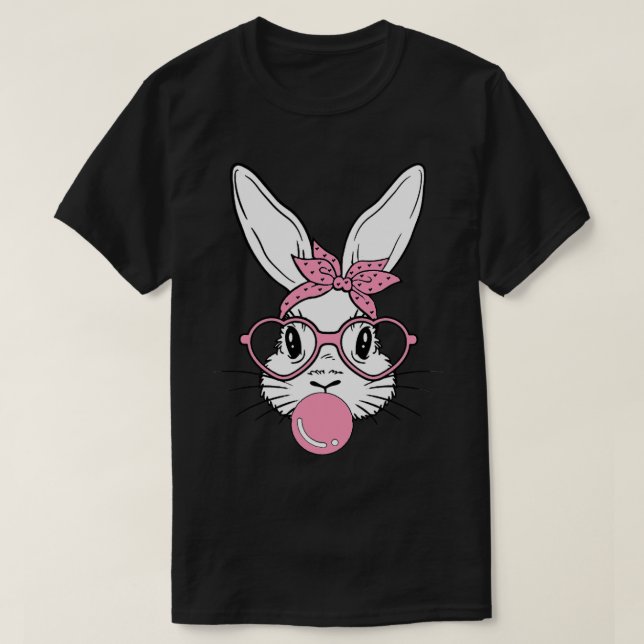 Bunny Heart Glasses Bubblegum for Women Kids Easte T-Shirt (Design Front)