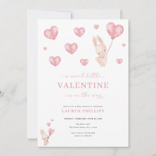 Bunny Hearts Little Valentine Baby Shower Invitation
