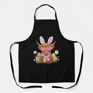 Bunny Highland Cow Easter Farmer Women Kids Easter Apron