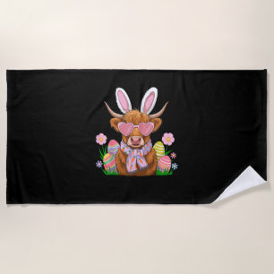 Bunny Highland Cow Easter Farmer Women Kids Easter Beach Towel
