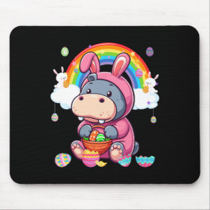 Bunny Hippo Easter Hunting Eggs Basket Colourful R Mouse Mat