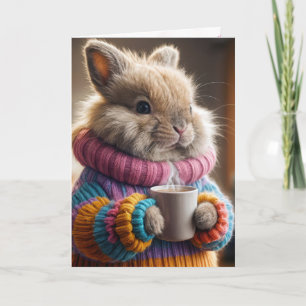 Bunny Holding a Coffee Cup Card