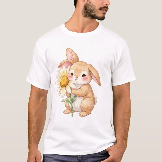 Bunny Holding a Flower 🌼🐰 T-Shirt (Front)