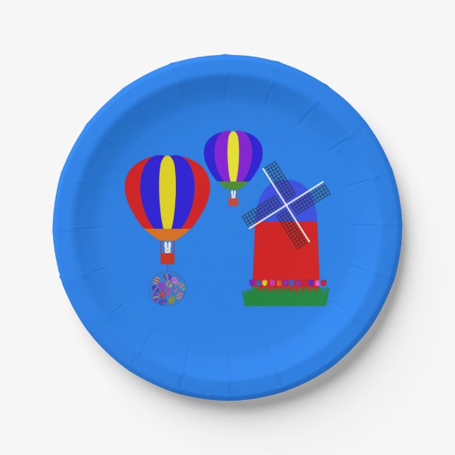 Bunny Hot Air Balloon #1 Paper Plates (Front)