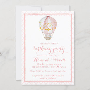 Bunny Hot Air Balloon Party Invitations